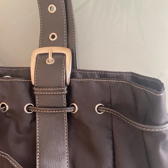 Nine West Tote Nine West Black Soft Structured Nylon Tote with Silver Hardware - Picture 5 of 9